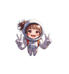宇宙服を着た女性のピースサイン（個別スタンプ：17）