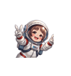 宇宙服を着た女性のピースサイン（個別スタンプ：18）