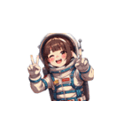 宇宙服を着た女性のピースサイン（個別スタンプ：19）