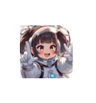 宇宙服を着た女性のピースサイン（個別スタンプ：20）