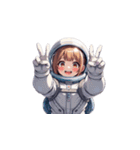 宇宙服を着た女性のピースサイン（個別スタンプ：21）