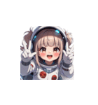 宇宙服を着た女性のピースサイン（個別スタンプ：22）