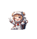 宇宙服を着た女性のピースサイン（個別スタンプ：23）