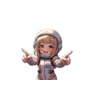 宇宙服を着た女性のピースサイン（個別スタンプ：24）