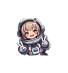 宇宙服を着た女性のピースサイン（個別スタンプ：25）