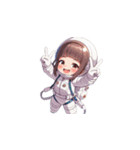 宇宙服を着た女性のピースサイン（個別スタンプ：26）