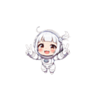 宇宙服を着た女性のピースサイン（個別スタンプ：27）
