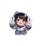 宇宙服を着た女性のピースサイン（個別スタンプ：28）