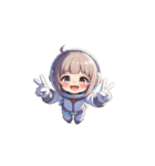 宇宙服を着た女性のピースサイン（個別スタンプ：30）