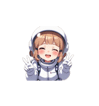 宇宙服を着た女性のピースサイン（個別スタンプ：31）