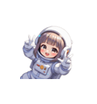 宇宙服を着た女性のピースサイン（個別スタンプ：32）