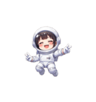 宇宙服を着た女性のピースサイン（個別スタンプ：34）