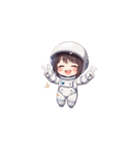 宇宙服を着た女性のピースサイン（個別スタンプ：35）