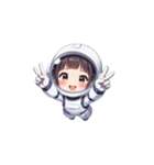宇宙服を着た女性のピースサイン（個別スタンプ：36）