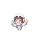 宇宙服を着た女性のピースサイン（個別スタンプ：37）
