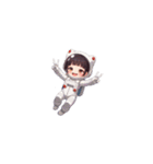 宇宙服を着た女性のピースサイン（個別スタンプ：38）