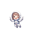 宇宙服を着た女性のピースサイン（個別スタンプ：39）