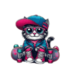[アレンジ用]猫スケーター（個別スタンプ：4）