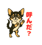 小さな黒と白茶のチワワたち（個別スタンプ：16）
