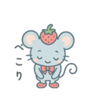 キュートなプチ苺ネズミの日常！（個別スタンプ：9）