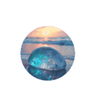 海.月.シーグラス.石.貝殻.Sea, moon,stone（個別スタンプ：4）