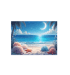 海.月.シーグラス.石.貝殻.Sea, moon,stone（個別スタンプ：5）