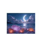 海.月.シーグラス.石.貝殻.Sea, moon,stone（個別スタンプ：13）
