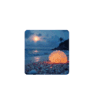 海.月.シーグラス.石.貝殻.Sea, moon,stone（個別スタンプ：15）