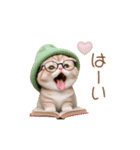 動く！かわいいメロン帽 眼鏡ネコたち（個別スタンプ：5）