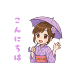 キュートな毎日☆浴衣の女の子 紫（個別スタンプ：2）
