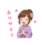 キュートな毎日☆浴衣の女の子 紫（個別スタンプ：7）