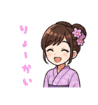 キュートな毎日☆浴衣の女の子 紫（個別スタンプ：10）