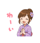 キュートな毎日☆浴衣の女の子 紫（個別スタンプ：11）