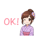 キュートな毎日☆浴衣の女の子 紫（個別スタンプ：13）