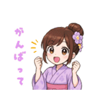 キュートな毎日☆浴衣の女の子 紫（個別スタンプ：15）