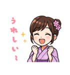 キュートな毎日☆浴衣の女の子 紫（個別スタンプ：17）