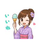 キュートな毎日☆浴衣の女の子 紫（個別スタンプ：18）