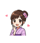 キュートな毎日☆浴衣の女の子 紫（個別スタンプ：19）