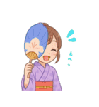 キュートな毎日☆浴衣の女の子 紫（個別スタンプ：20）
