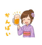 キュートな毎日☆浴衣の女の子 紫（個別スタンプ：25）