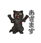 動くゾンビ黒猫（個別スタンプ：5）