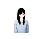 黒髪のあの子。アレンジ自在スタンプ（個別スタンプ：3）