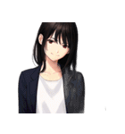 黒髪のあの子。アレンジ自在スタンプ（個別スタンプ：5）