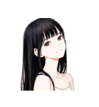 黒髪のあの子。アレンジ自在スタンプ（個別スタンプ：8）