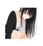 黒髪のあの子。アレンジ自在スタンプ（個別スタンプ：9）