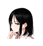 黒髪のあの子。アレンジ自在スタンプ（個別スタンプ：12）