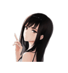 黒髪のあの子。アレンジ自在スタンプ（個別スタンプ：13）