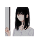 黒髪のあの子。アレンジ自在スタンプ（個別スタンプ：15）