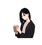 黒髪のあの子。アレンジ自在スタンプ（個別スタンプ：16）