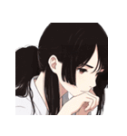 黒髪のあの子。アレンジ自在スタンプ（個別スタンプ：17）
